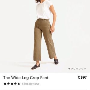 Everlane wide- leg crop pant, size 12, green. Great condition